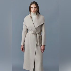 Mackage double-face wool wrap coat (sand colour).